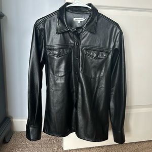 Good American Faux Leather Utility shirt/shacket